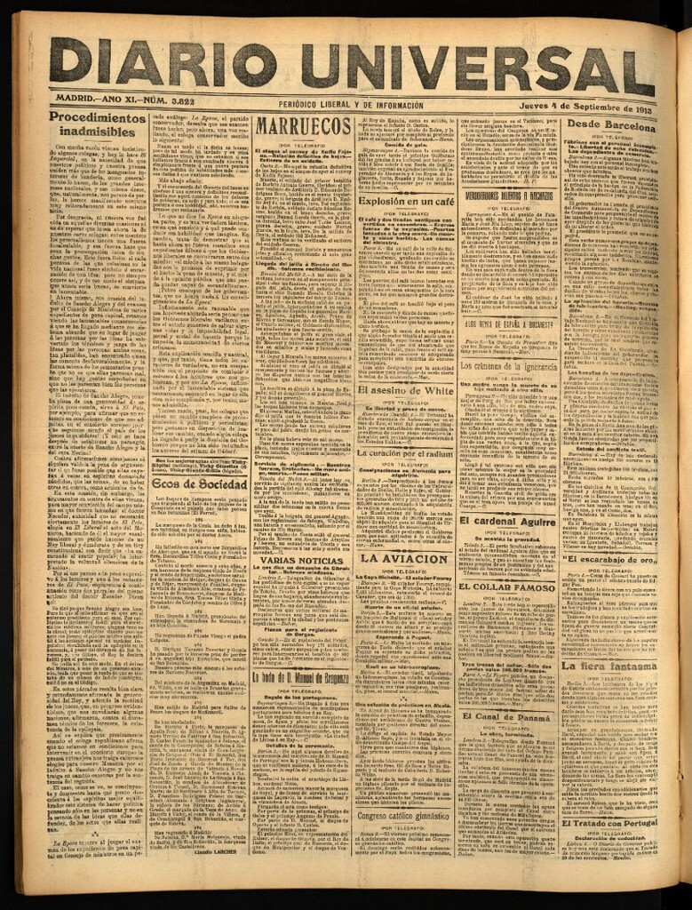 Miniatura de Diario Universal del 4 de septiembre de 1913