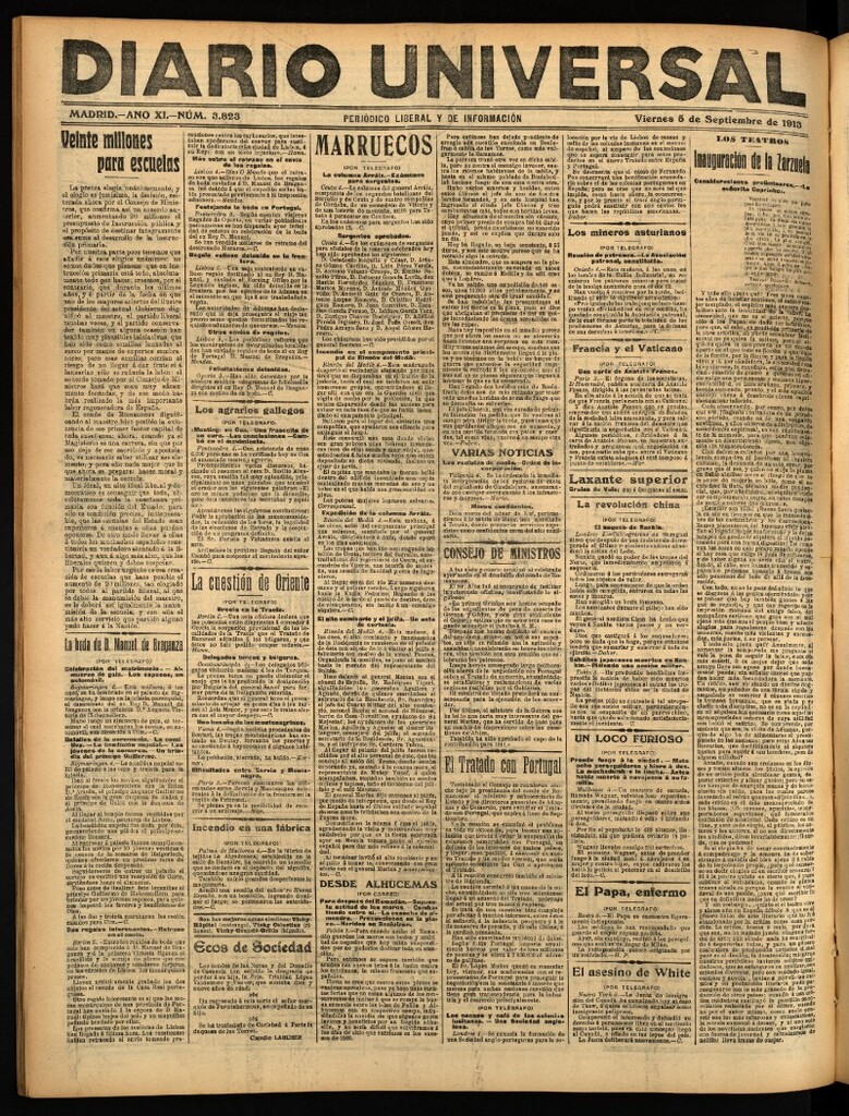 Miniatura de Diario Universal del 5 de septiembre de 1913
