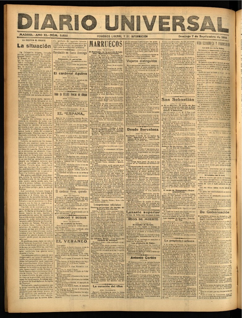 Miniatura de Diario Universal del 7 de septiembre de 1913