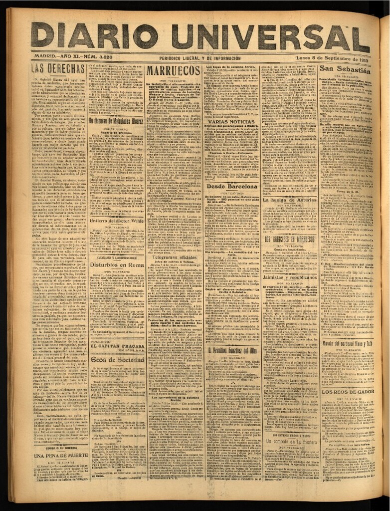Miniatura de Diario Universal del 8 de septiembre de 1913