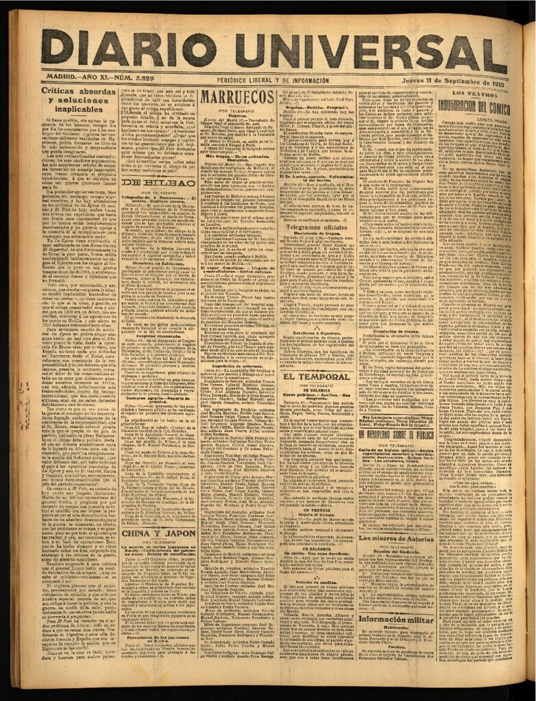 Miniatura de Diario Universal del 11 de septiembre de 1913