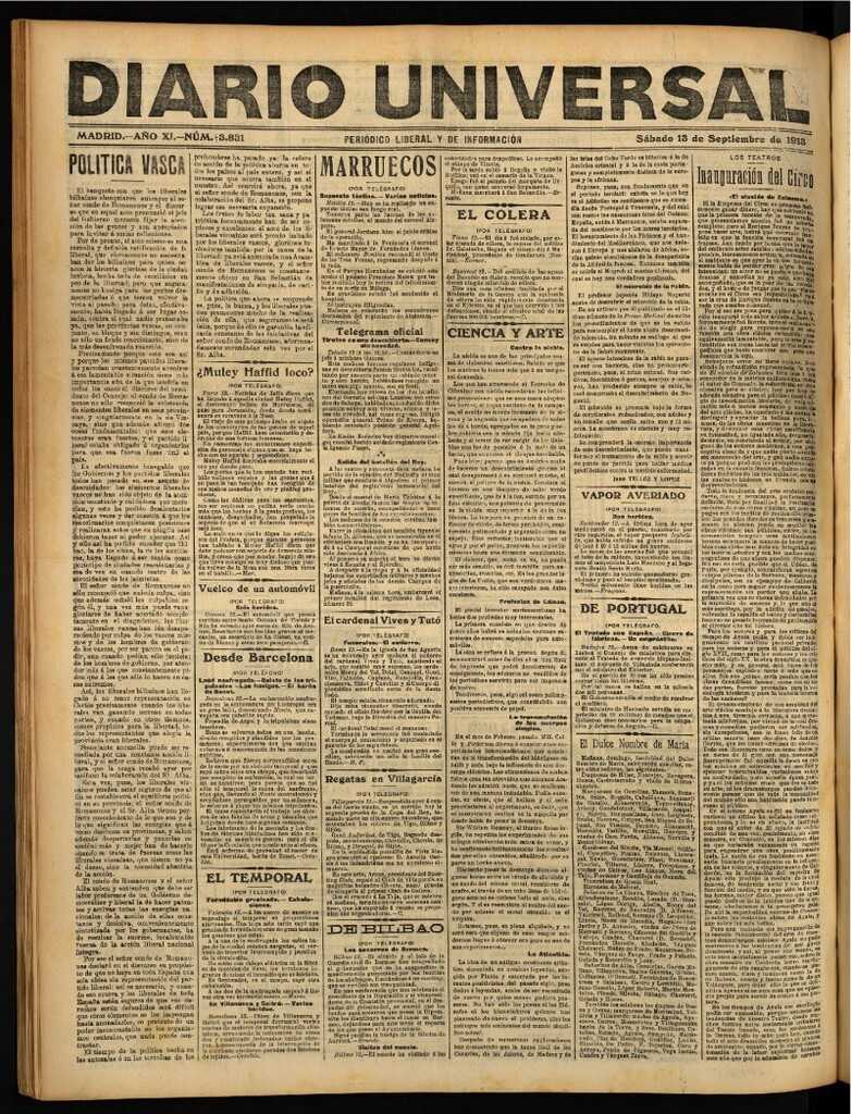 Miniatura de Diario Universal del 13 de septiembre de 1913