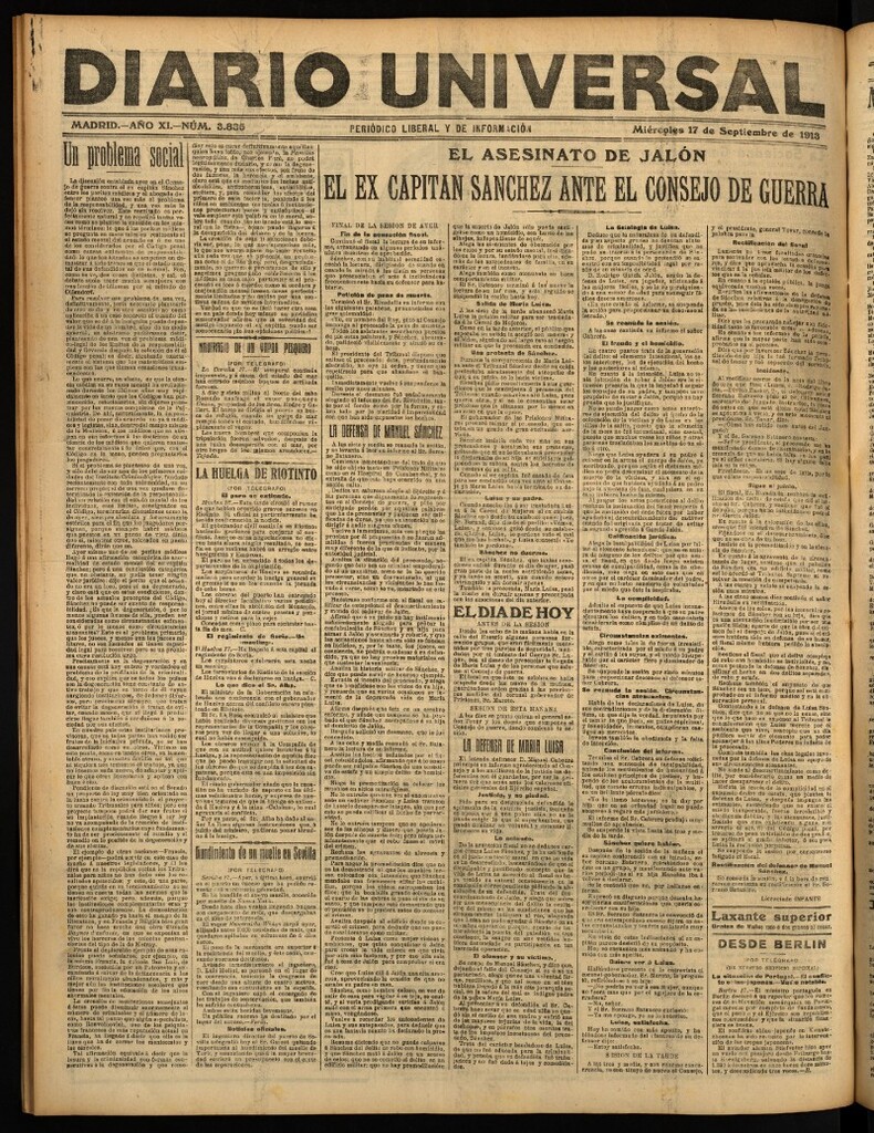 Miniatura de Diario Universal del 17 de septiembre de 1913