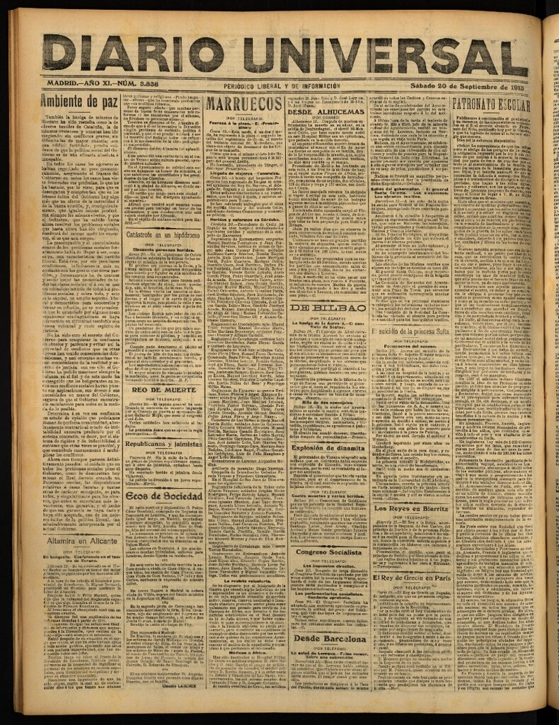 Miniatura de Diario Universal del 20 de septiembre de 1913