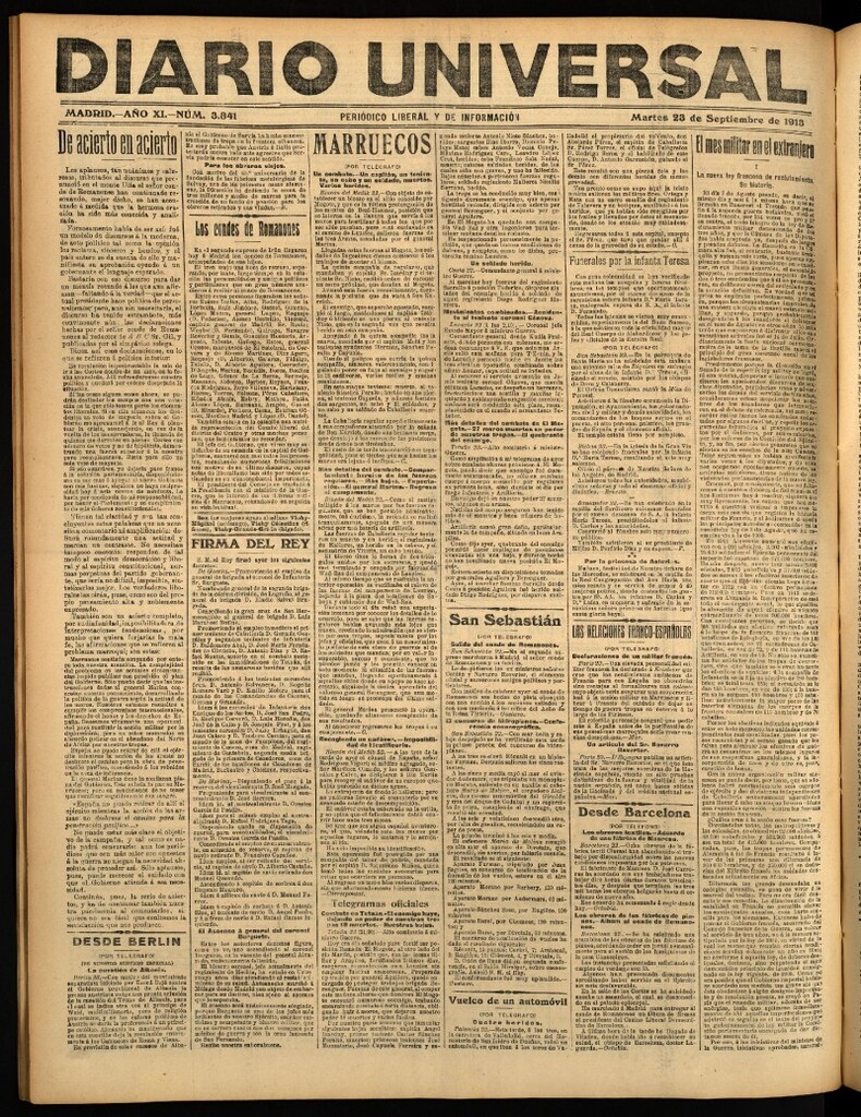 Miniatura de Diario Universal del 23 de septiembre de 1913