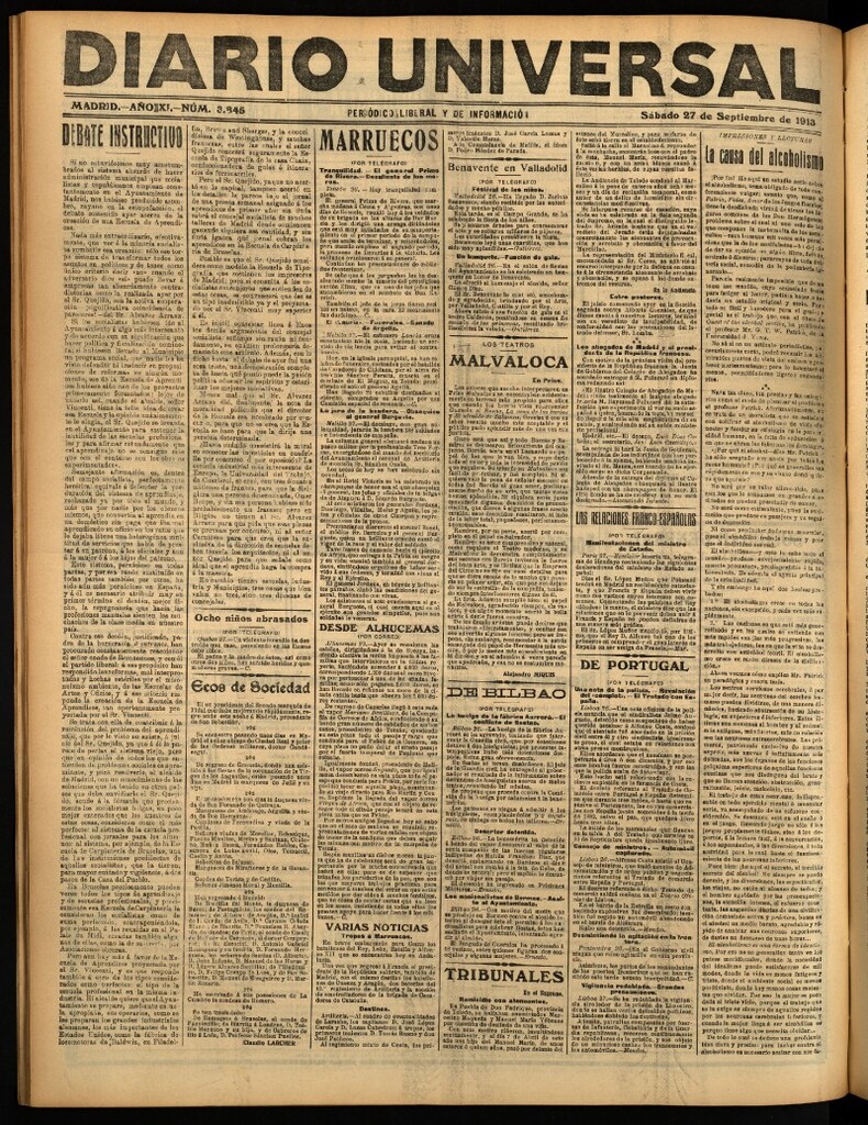 Miniatura de Diario Universal del 27 de septiembre de 1913