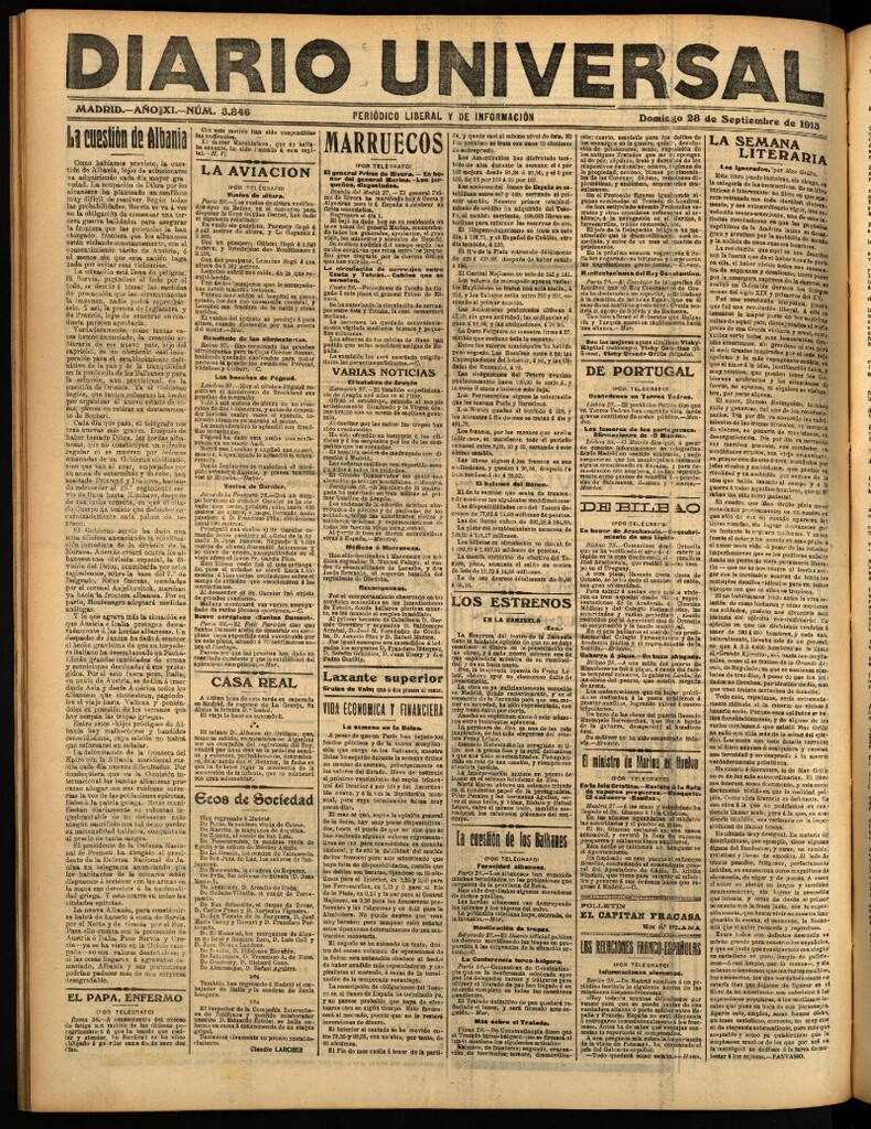 Miniatura de Diario Universal del 28 de septiembre de 1913