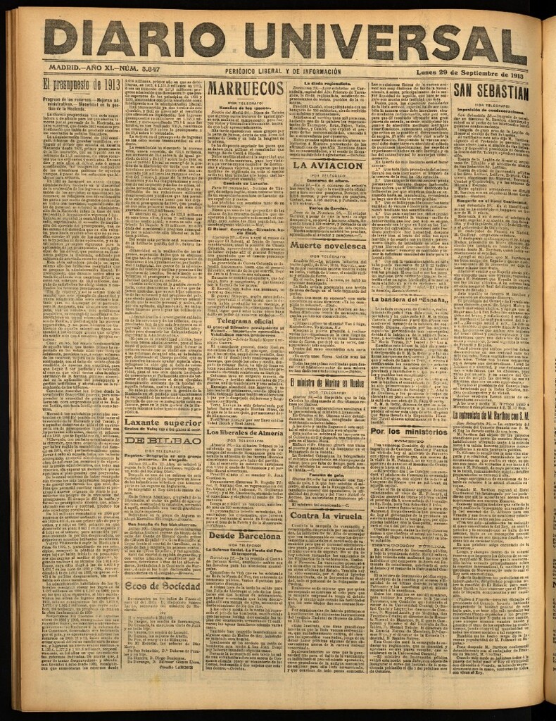 Miniatura de Diario Universal del 29 de septiembre de 1913
