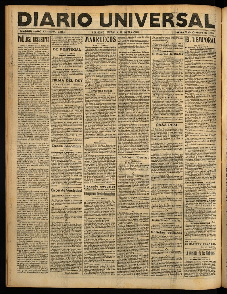 Miniatura de Diario Universal del 2 de octubre de 1913