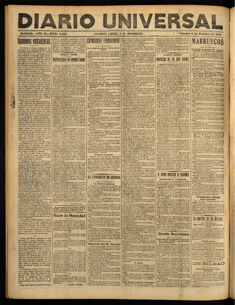 Miniatura de Diario Universal del 3 de octubre de 1913