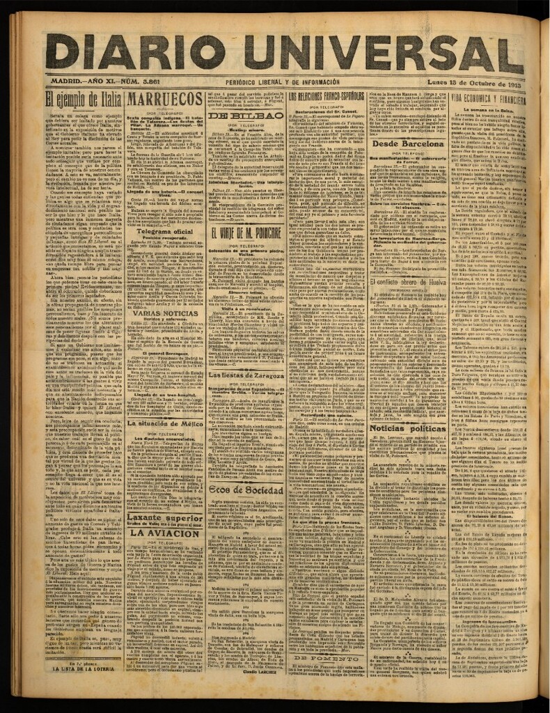 Miniatura de Diario Universal del 13 de octubre de 1913