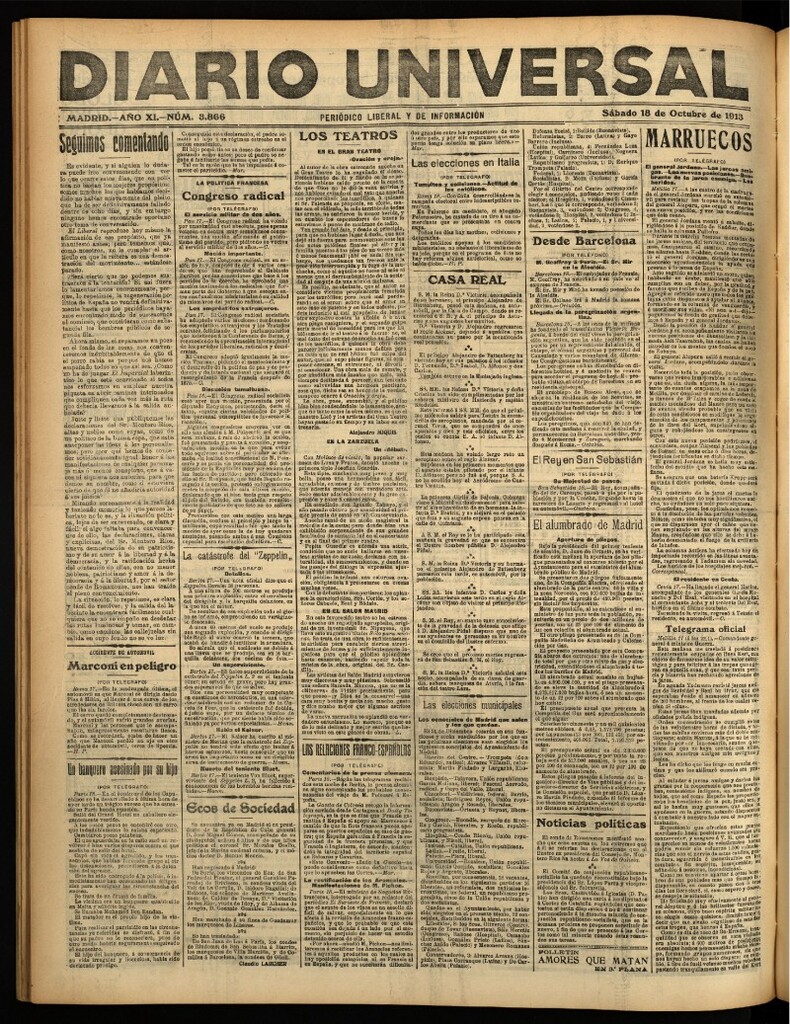 Miniatura de Diario Universal del 18 de octubre de 1913