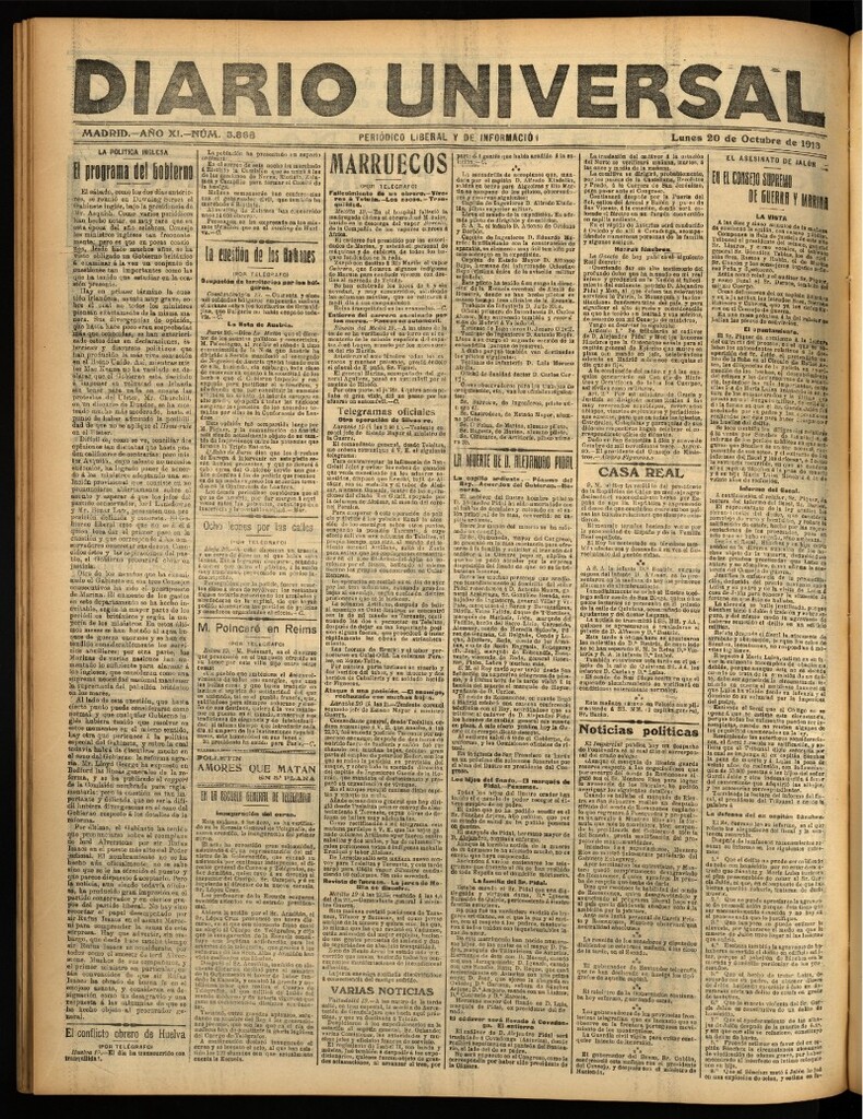 Miniatura de Diario Universal del 20 de octubre de 1913