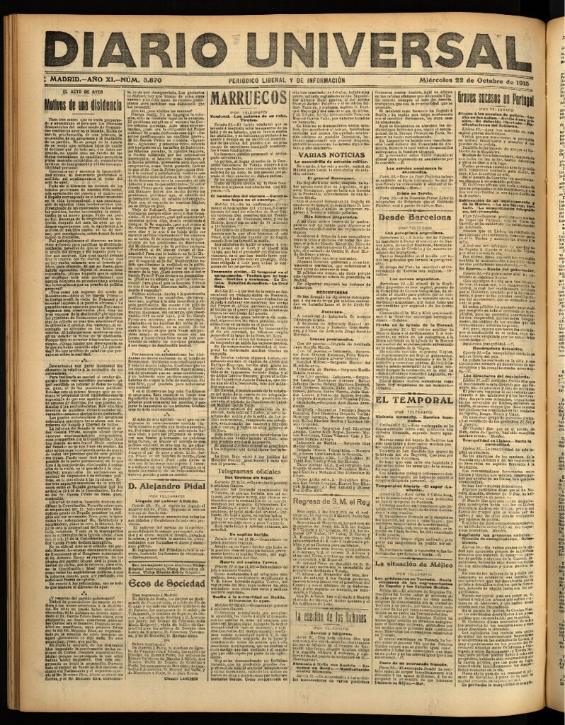 Miniatura de Diario Universal del 22 de octubre de 1913