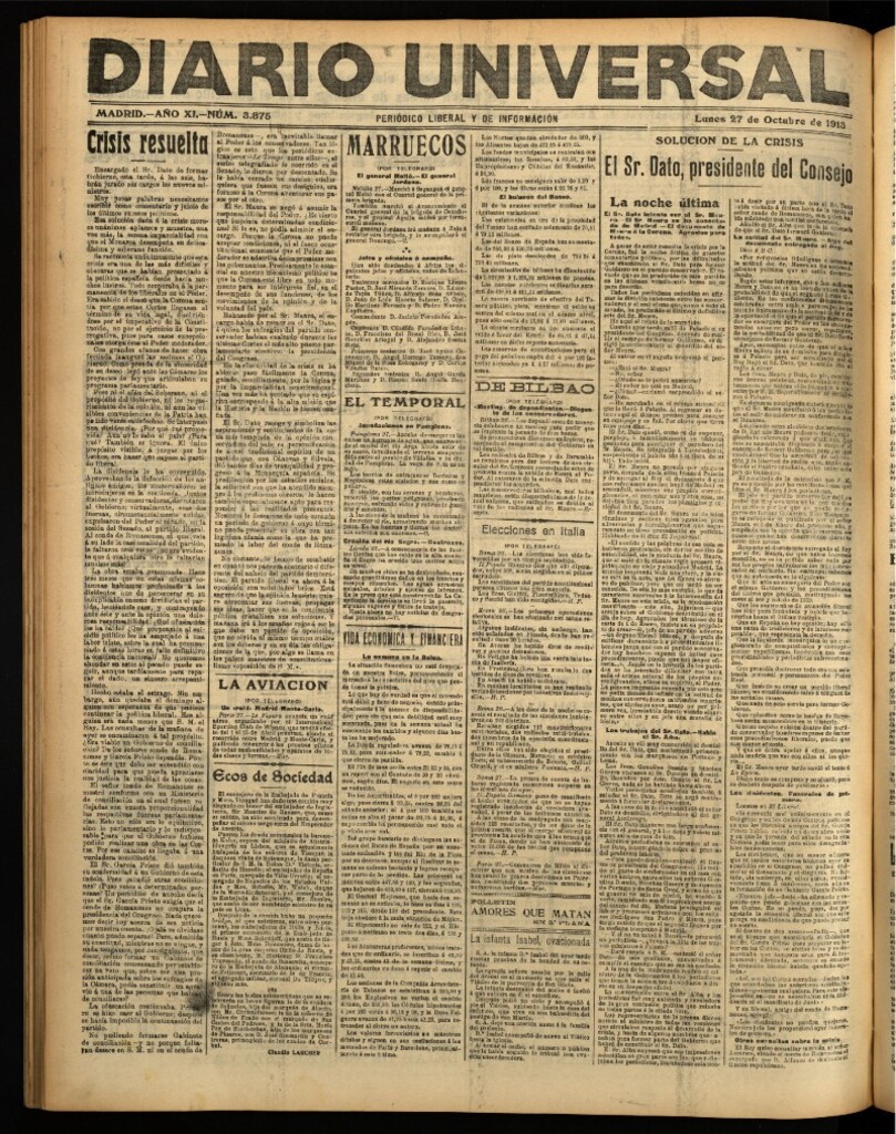 Miniatura de Diario Universal del 27 de octubre de 1913