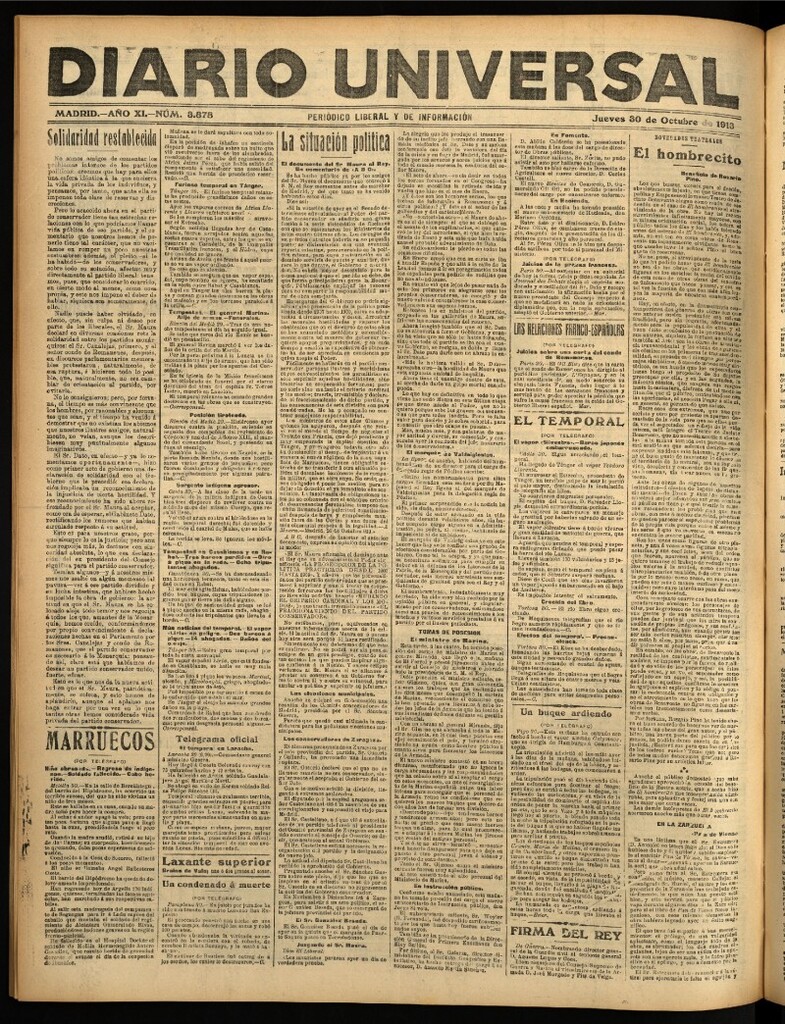 Miniatura de Diario Universal del 30 de octubre de 1913
