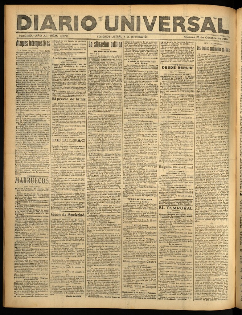Miniatura de Diario Universal del 31 de octubre de 1913