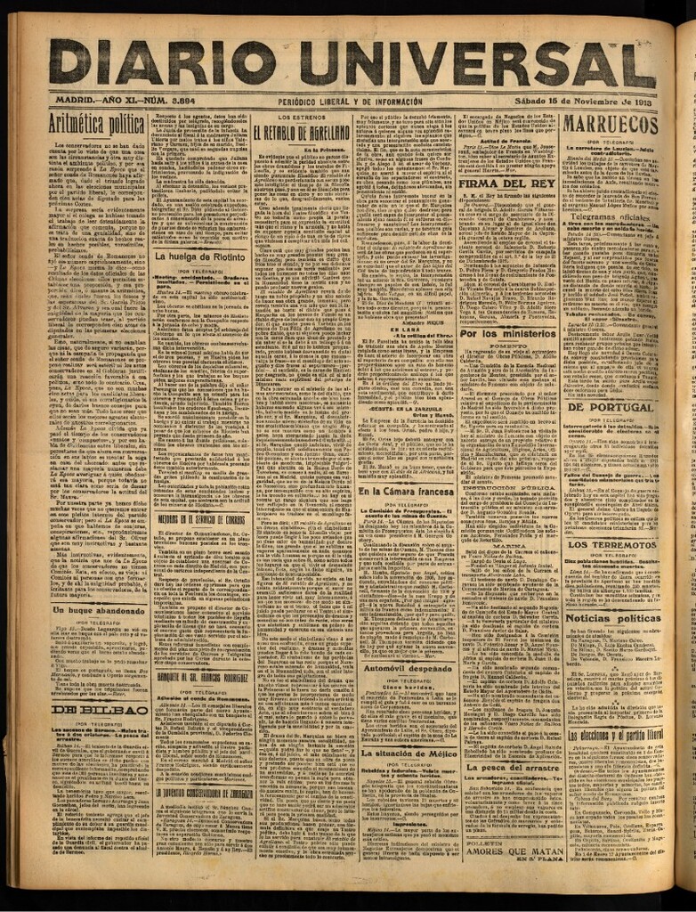 Miniatura de Diario Universal del 15 de noviembre de 1913