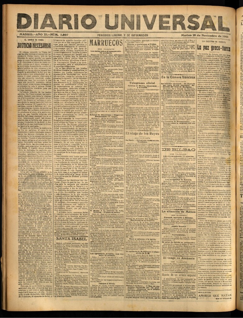 Miniatura de Diario Universal del 18 de noviembre de 1913