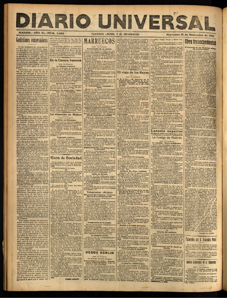 Miniatura de Diario Universal del 19 de noviembre de 1913