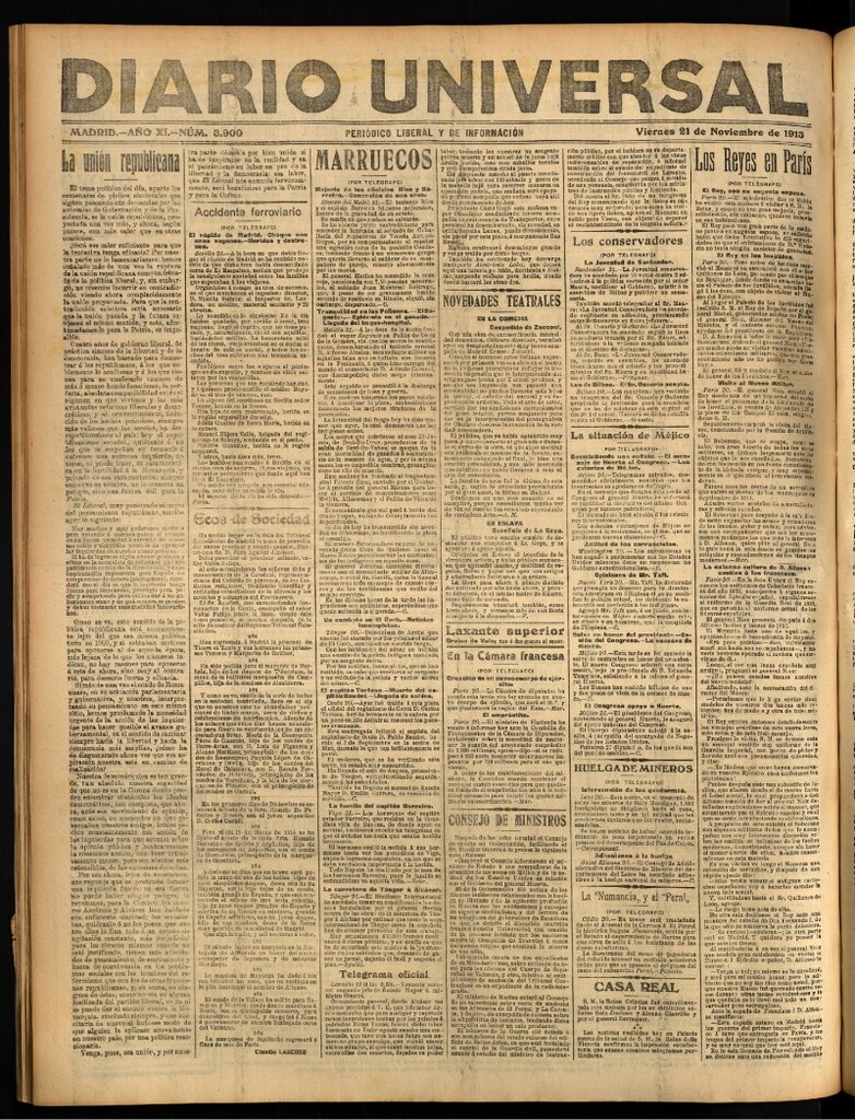 Miniatura de Diario Universal del 21 de noviembre de 1913