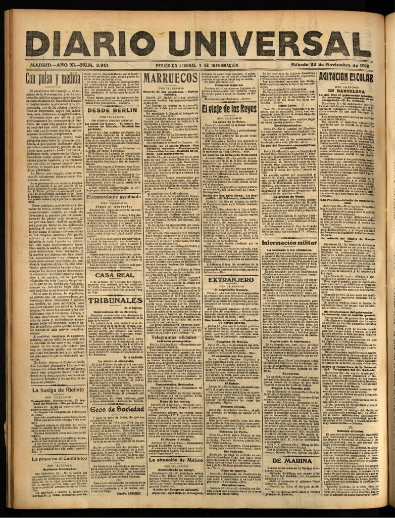 Miniatura de Diario Universal del 22 de noviembre de 1913