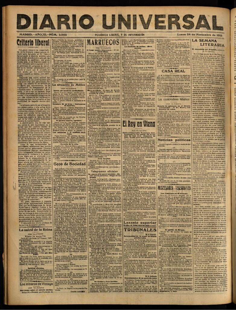 Miniatura de Diario Universal del 24 de noviembre de 1913