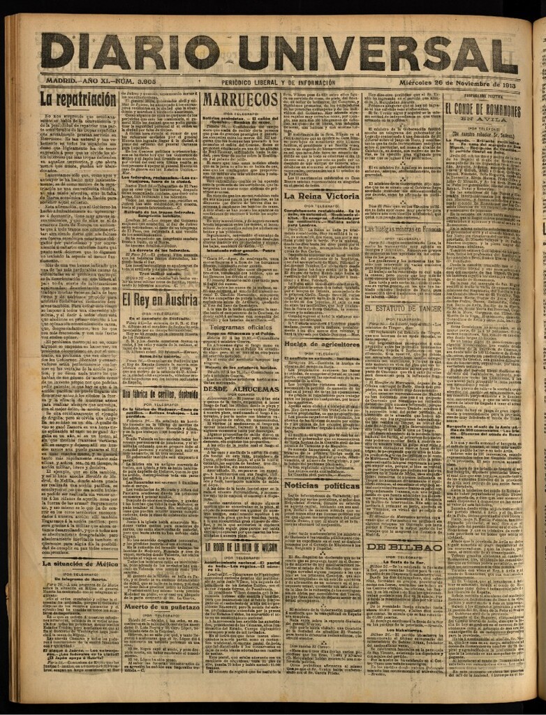 Miniatura de Diario Universal del 26 de noviembre de 1913