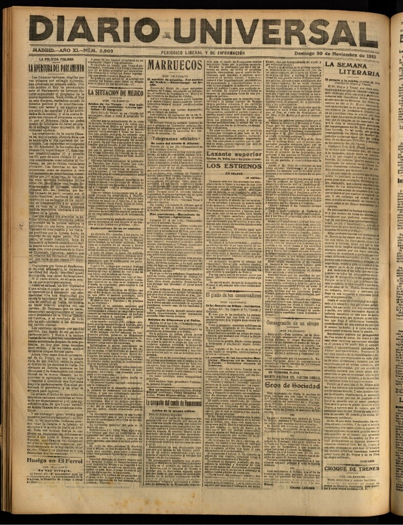 Miniatura de Diario Universal del 30 de noviembre de 1913