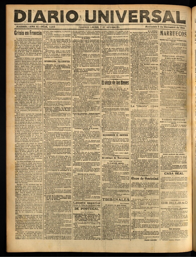 Miniatura de Diario Universal del 3 de diciembre de 1913