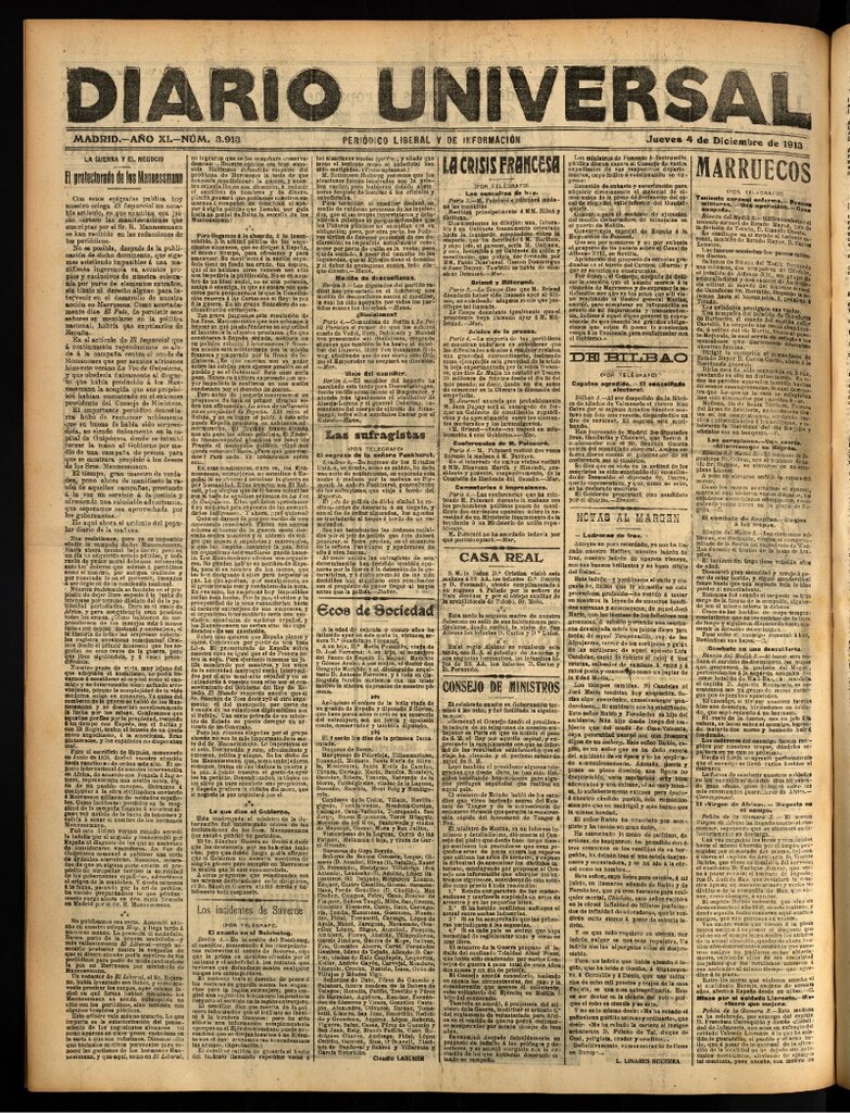 Miniatura de Diario Universal del 4 de diciembre de 1913