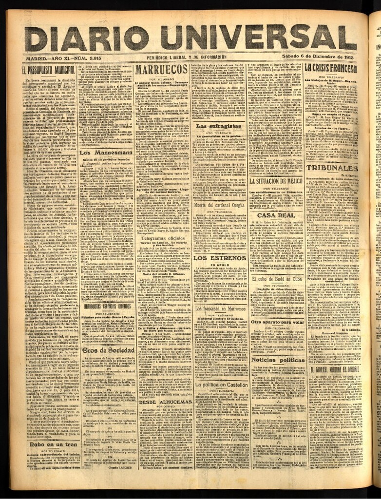Miniatura de Diario Universal del 6 de diciembre de 1913