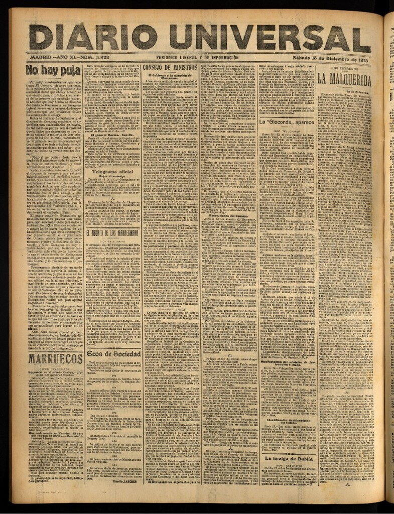 Miniatura de Diario Universal del 13 de diciembre de 1913