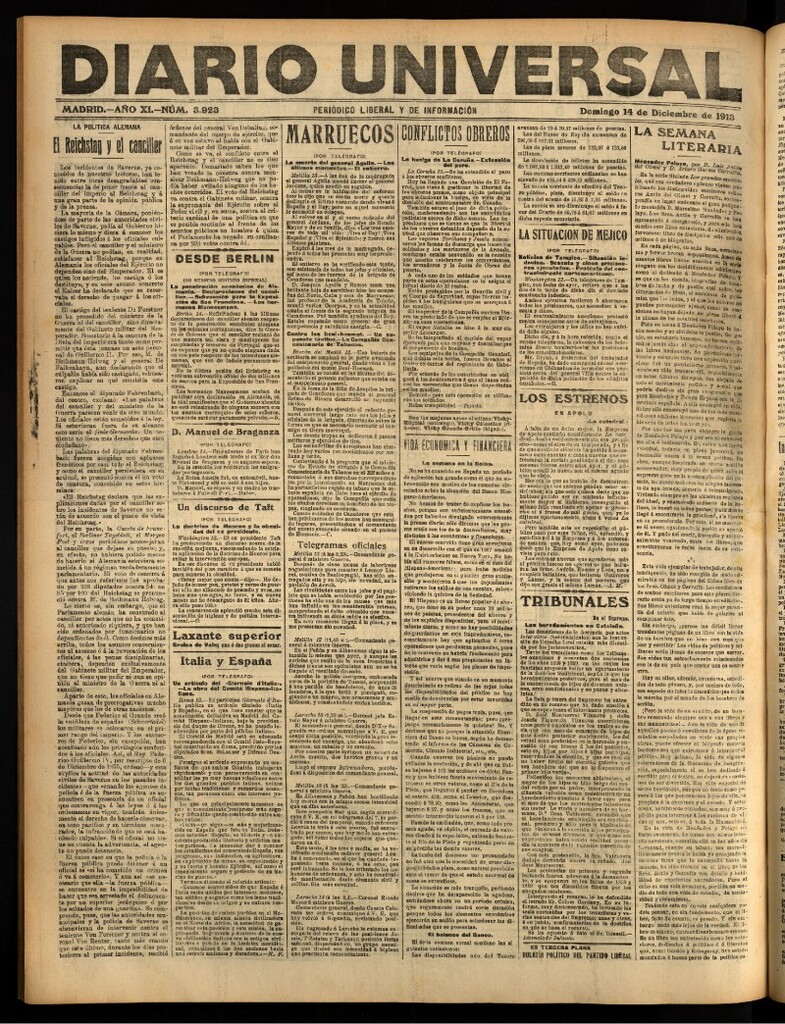 Miniatura de Diario Universal del 14 de diciembre de 1913