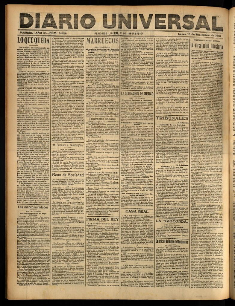 Miniatura de Diario Universal del 15 de diciembre de 1913