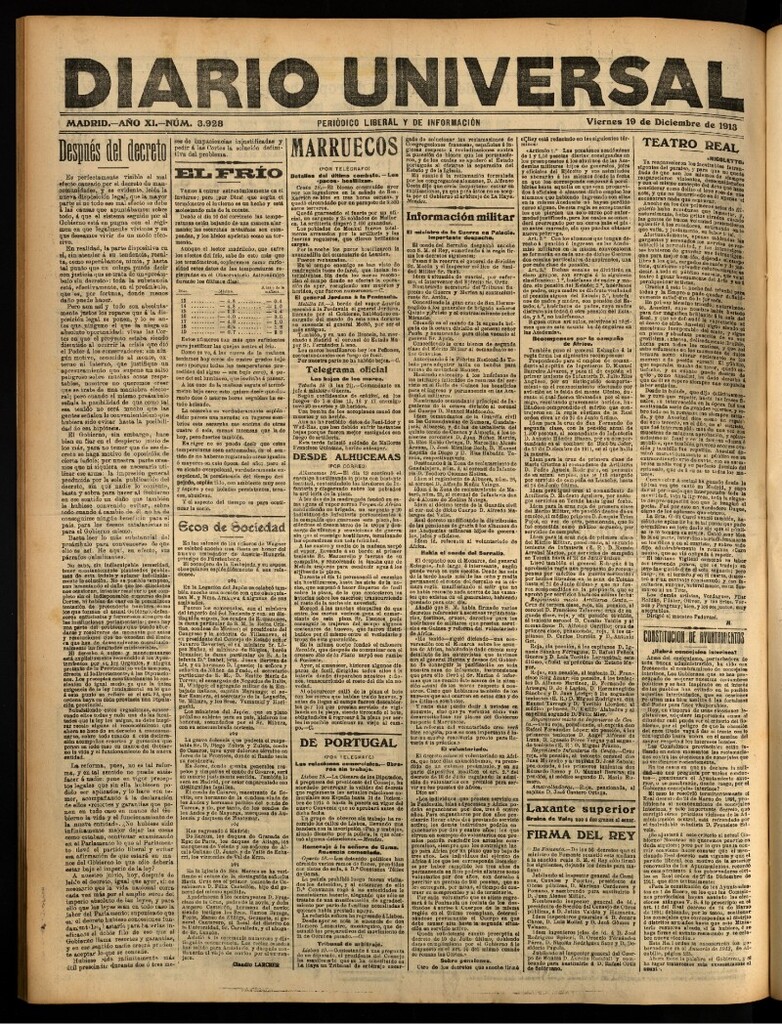 Miniatura de Diario Universal del 19 de diciembre de 1913