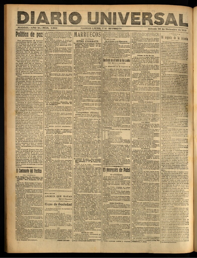 Miniatura de Diario Universal del 20 de diciembre de 1913