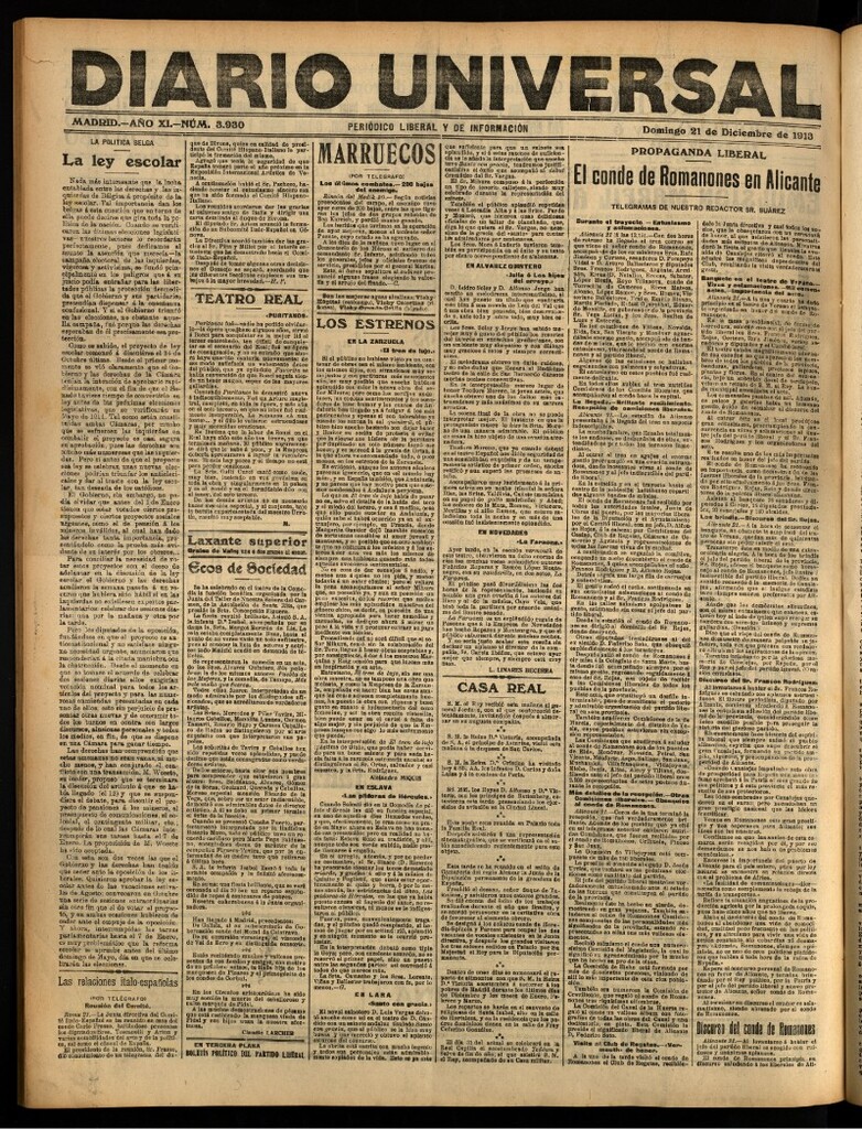 Miniatura de Diario Universal del 21 de diciembre de 1913