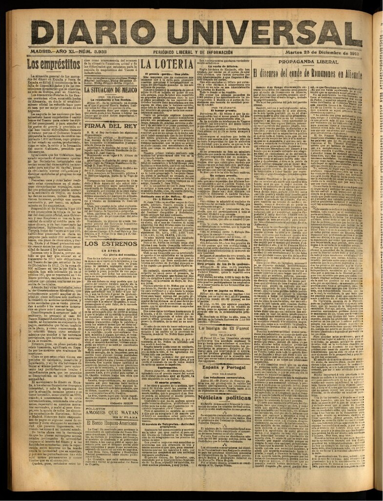 Miniatura de Diario Universal del 23 de diciembre de 1913