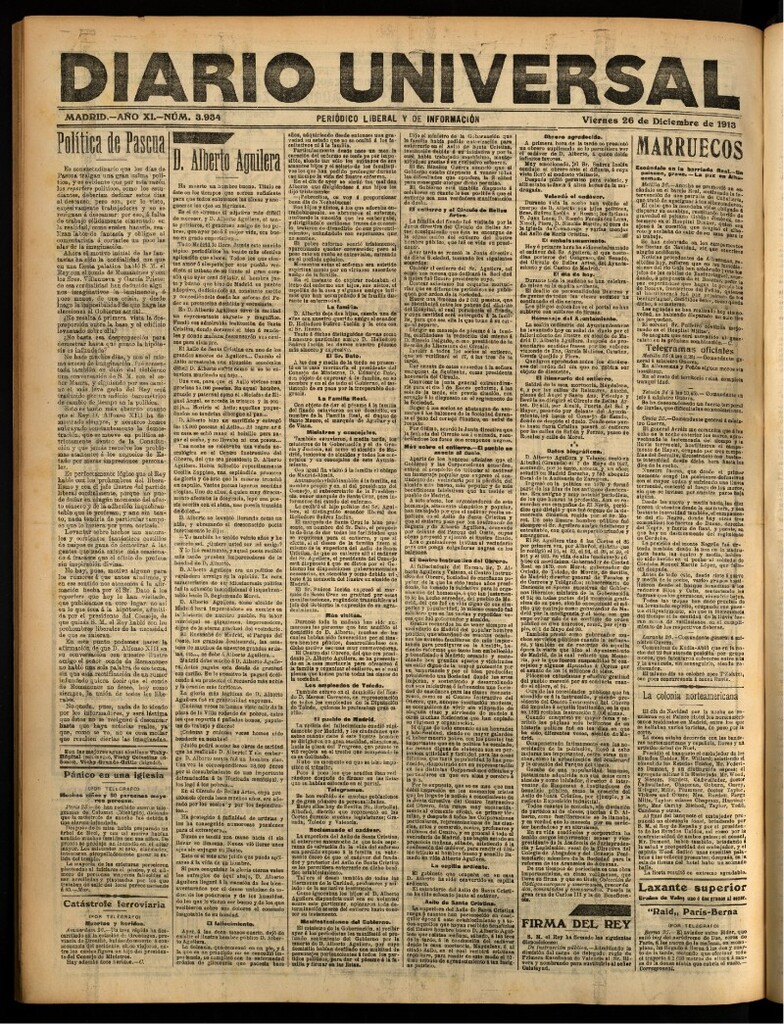 Miniatura de Diario Universal del 26 de diciembre de 1913