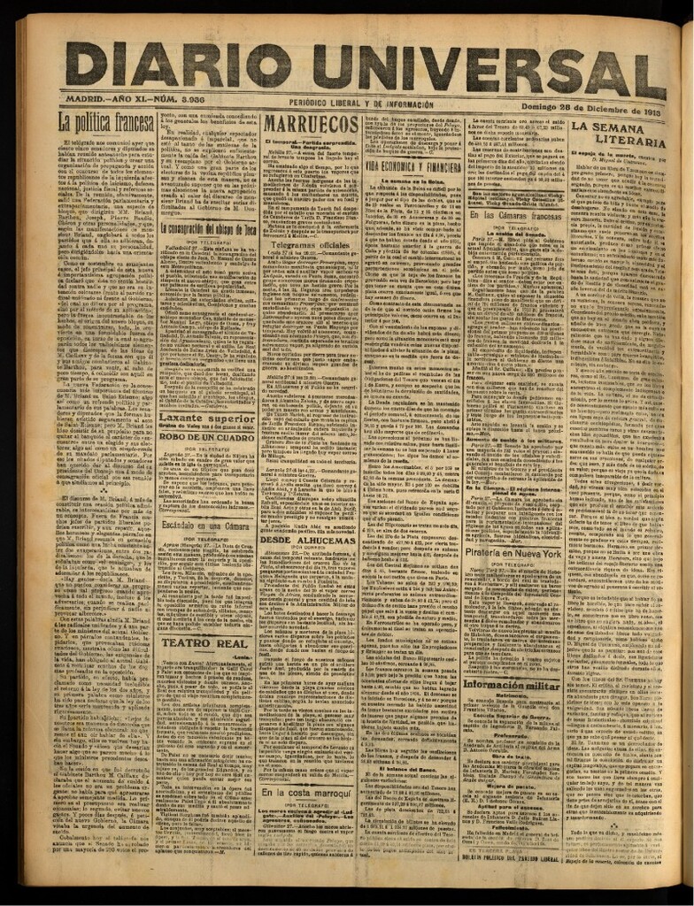 Miniatura de Diario Universal del 28 de diciembre de 1913