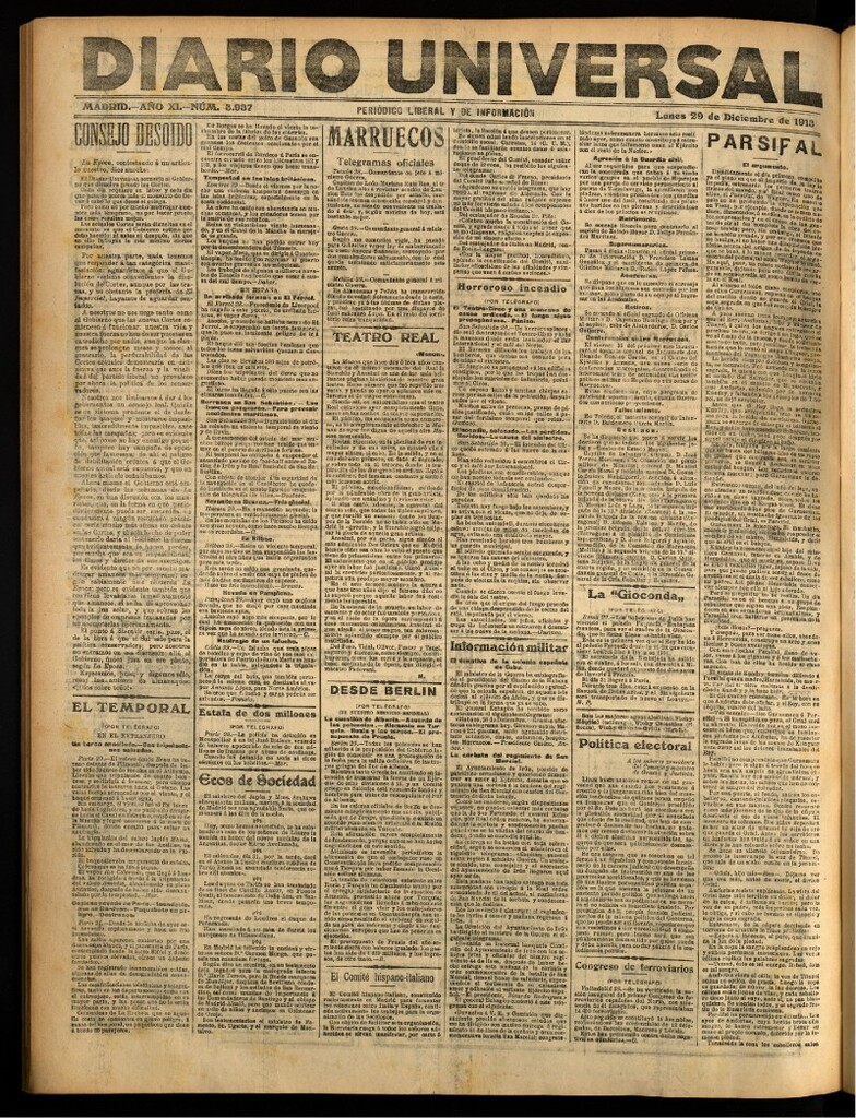 Miniatura de Diario Universal del 29 de diciembre de 1913