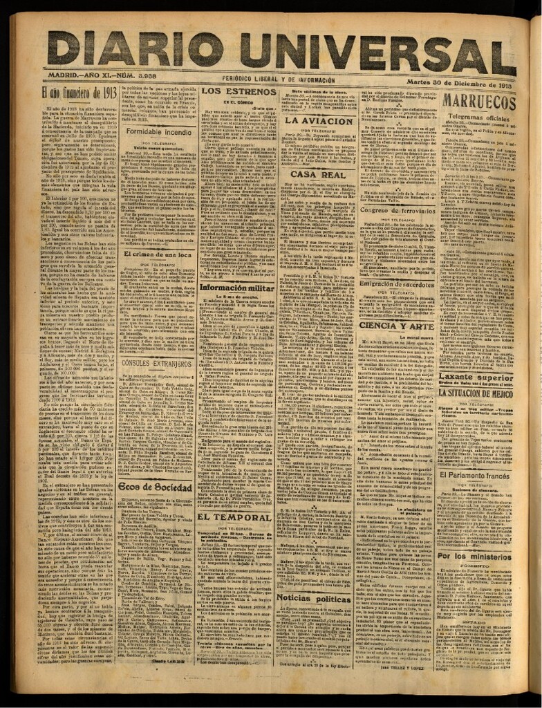 Miniatura de Diario Universal del 30 de diciembre de 1913