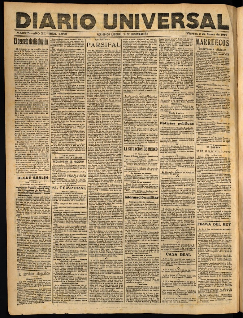 Miniatura de Diario Universal del 2 de enero de 1914