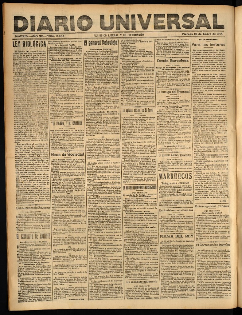 Miniatura de Diario Universal del 16 de enero de 1914