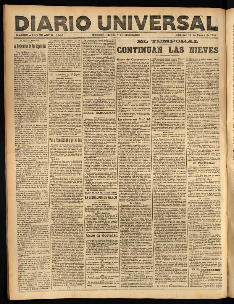 Miniatura de Diario Universal del 18 de enero de 1914