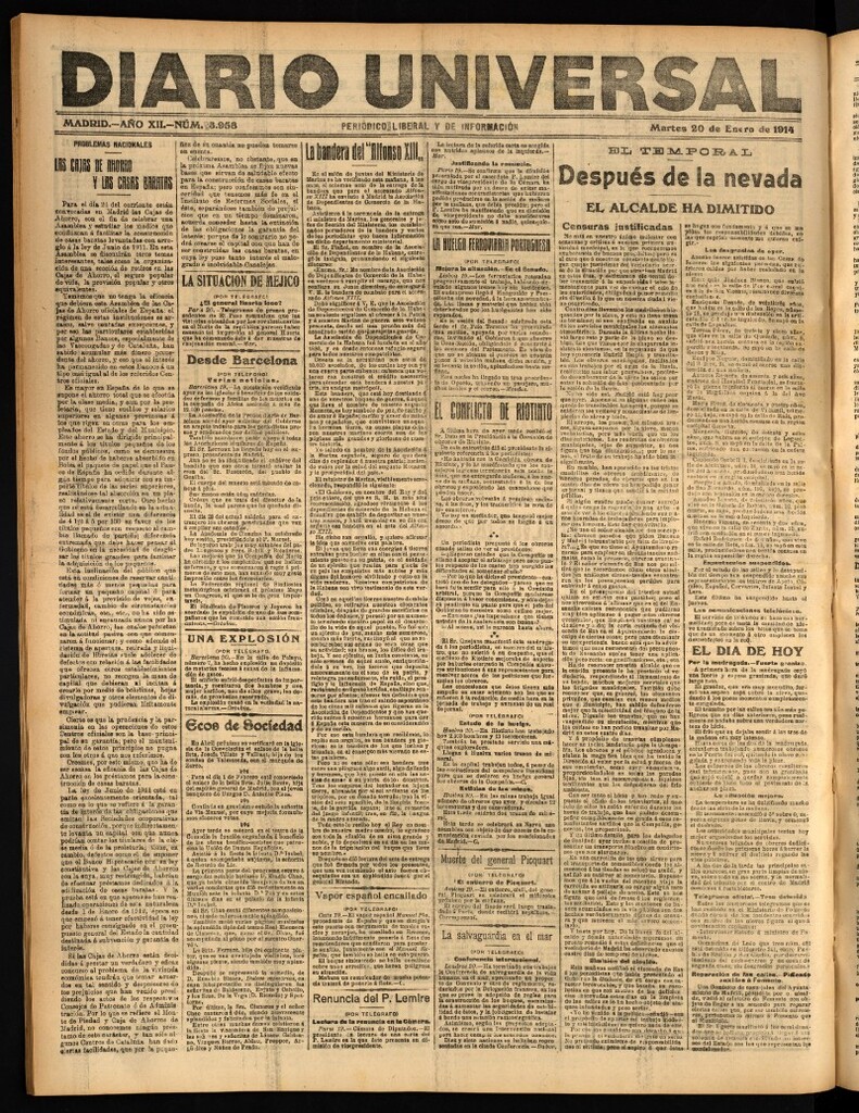 Miniatura de Diario Universal del 20 de enero de 1914