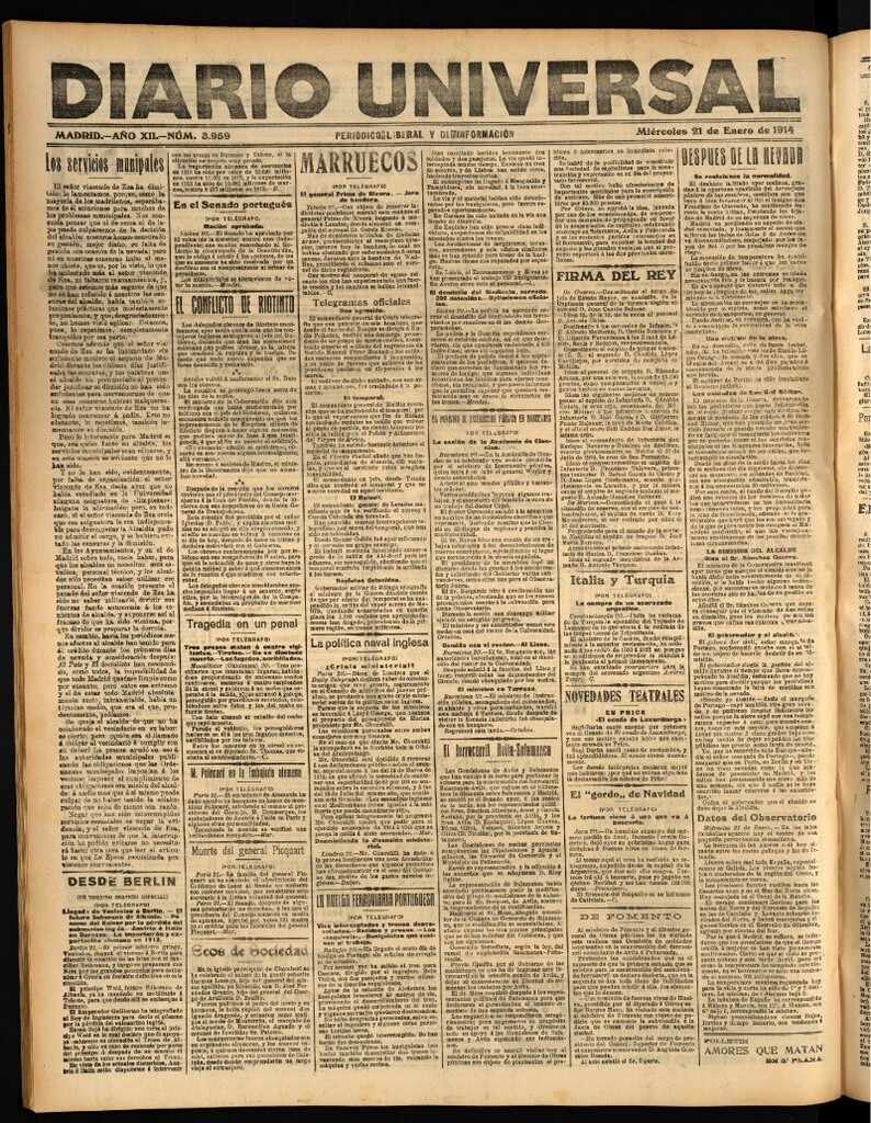 Miniatura de Diario Universal del 21 de enero de 1914