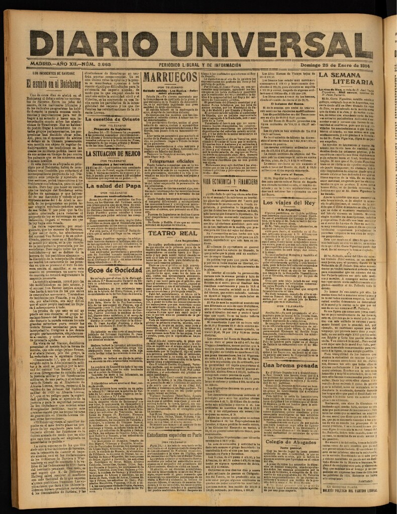 Miniatura de Diario Universal del 25 de enero de 1914