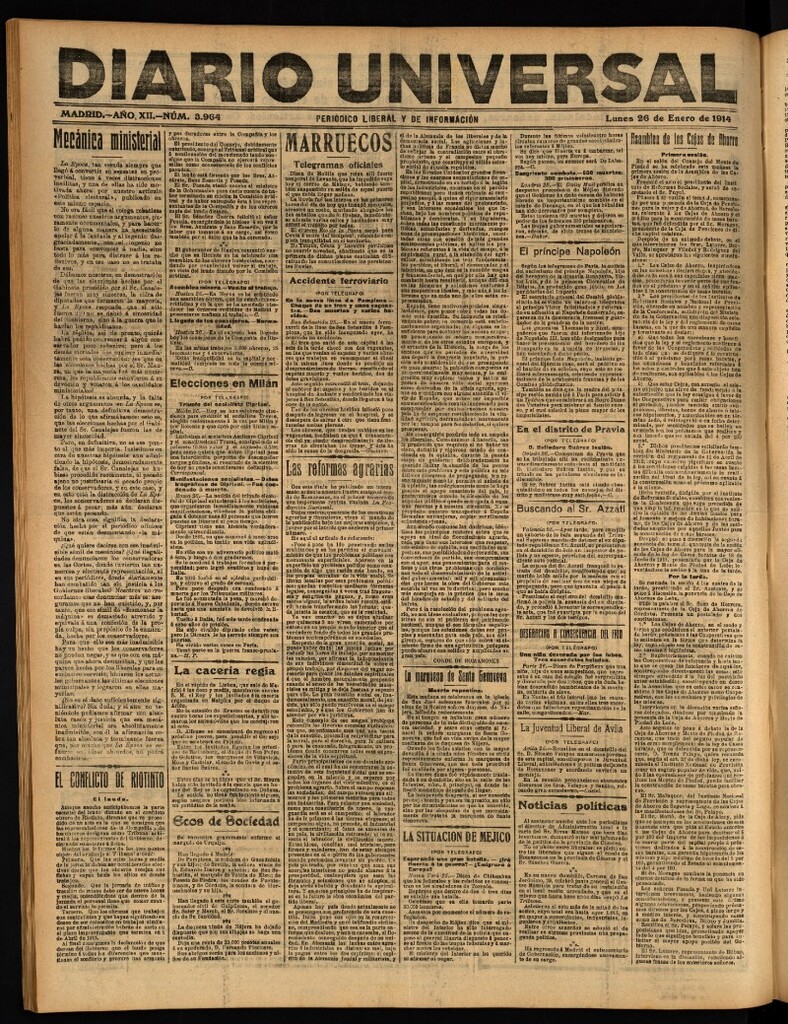 Miniatura de Diario Universal del 26 de enero de 1914